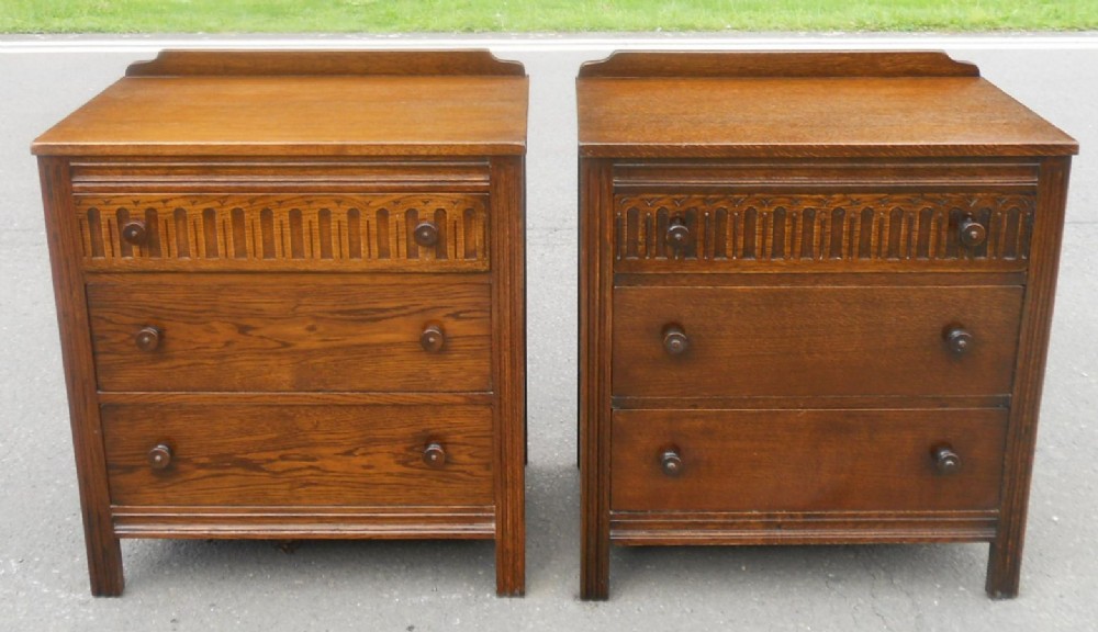 Pair Oak Chest of Drawers 