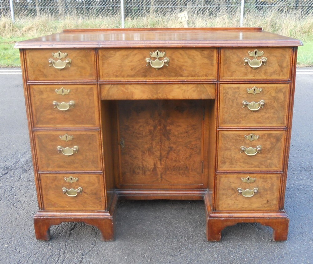 Georgian Walnut Kneehole Writing Desk 