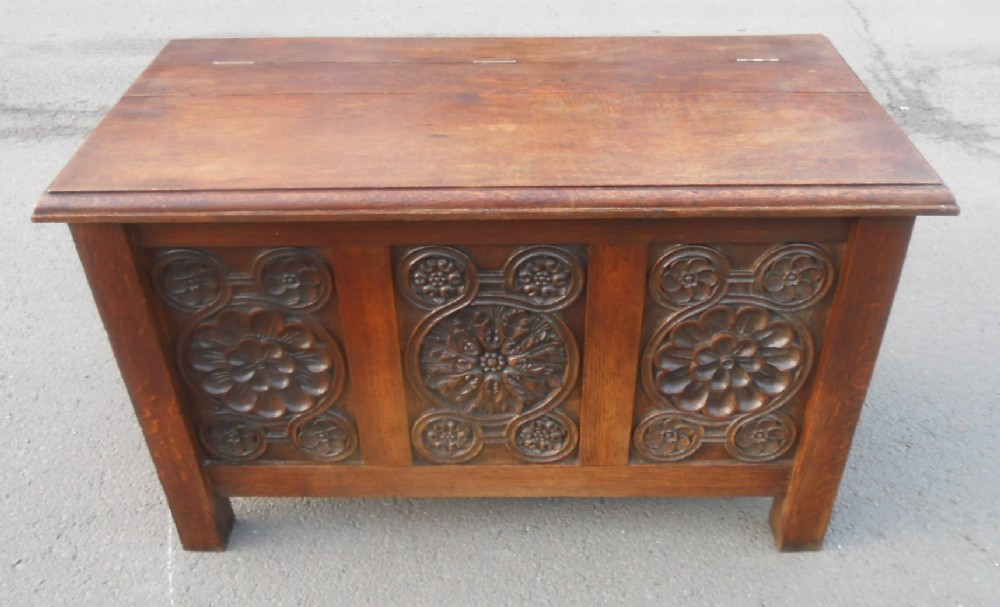 Antique Carved Oak Blanket Chest 