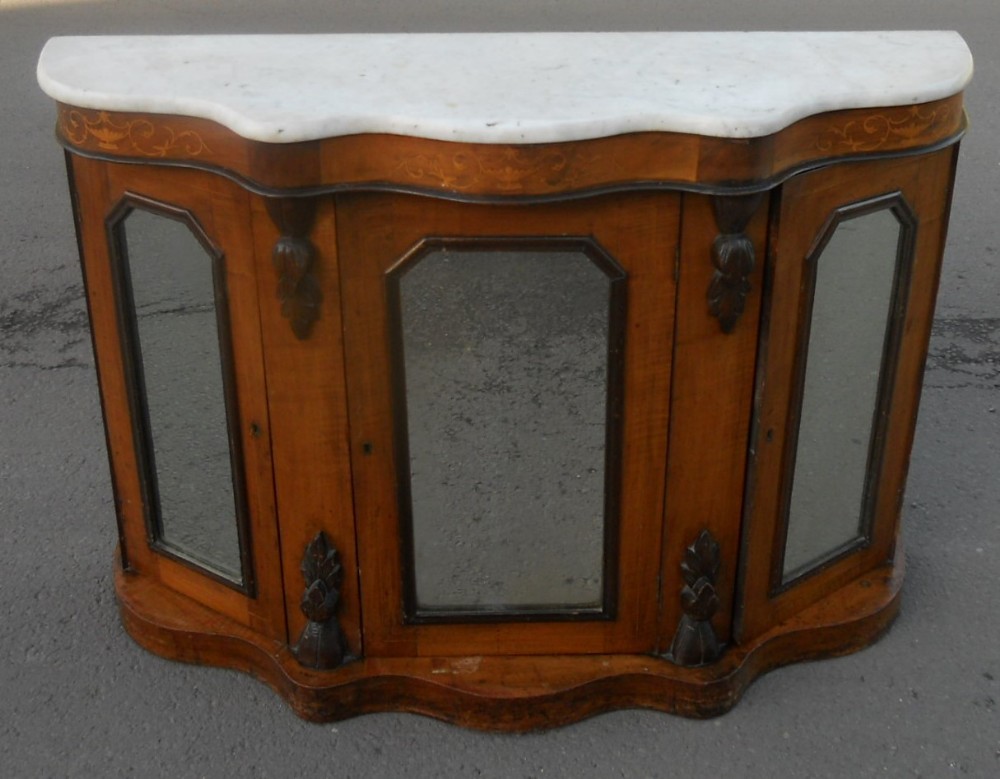 Victorian Marble Top Walnut Side Cabinet 