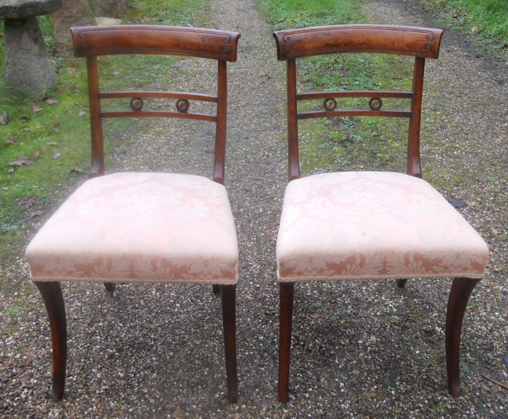 Pair Regency Mahogany Dining Chairs 