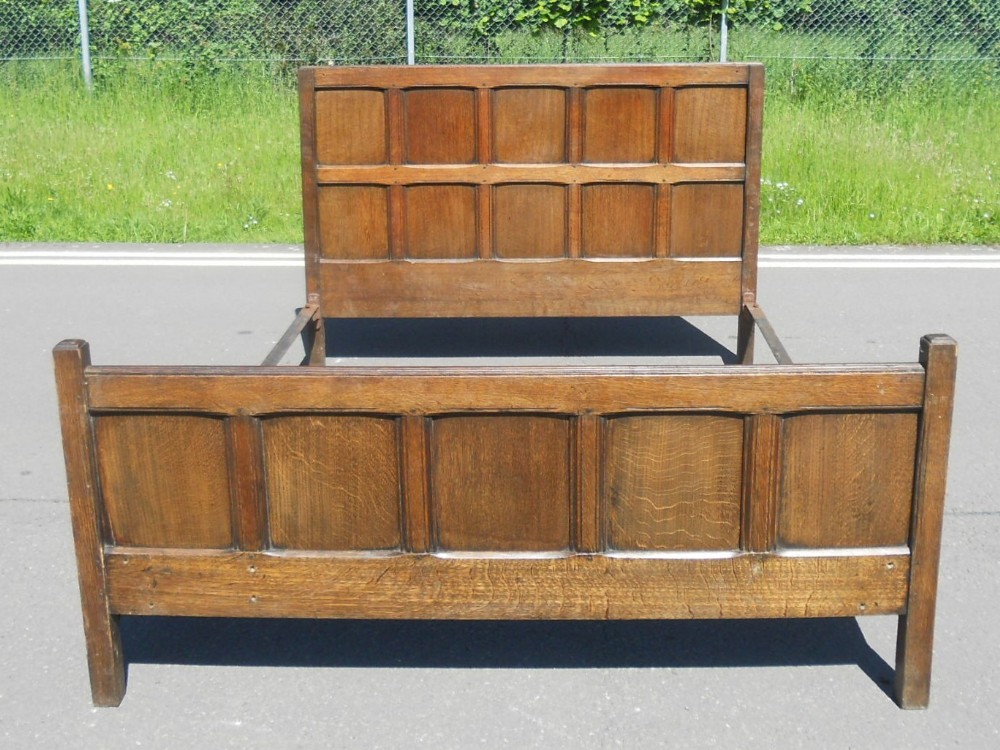 Five Foot Panelled Oak Double Bed