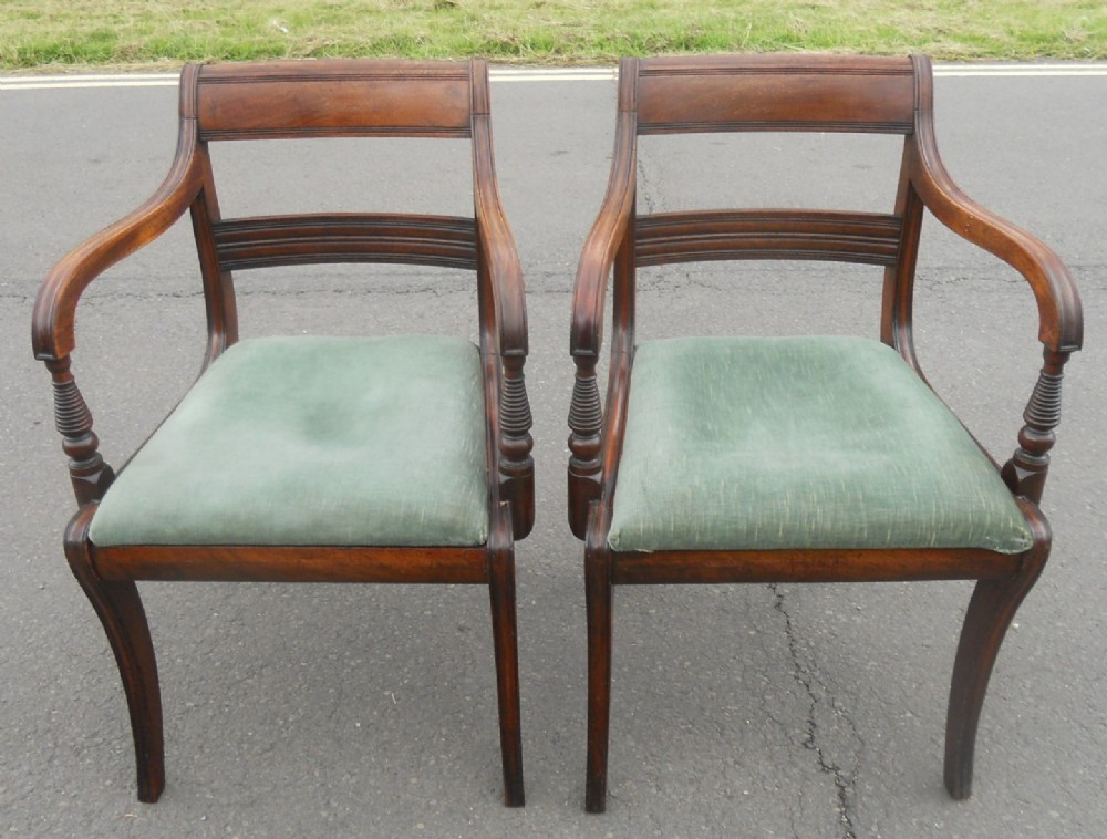 Pair Georgian Mahogany Carver Armchairs 