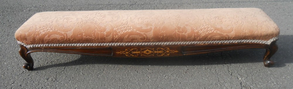 Victorian Inlaid Walnut Long Footstool 