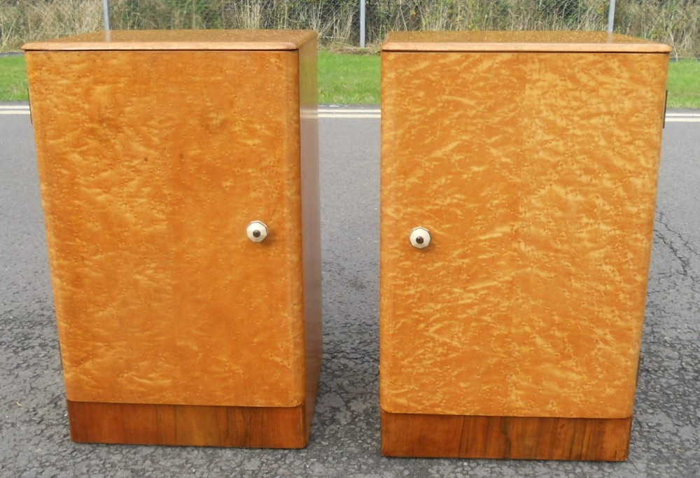 Pair Birds-eye Maple Bedside Cabinets