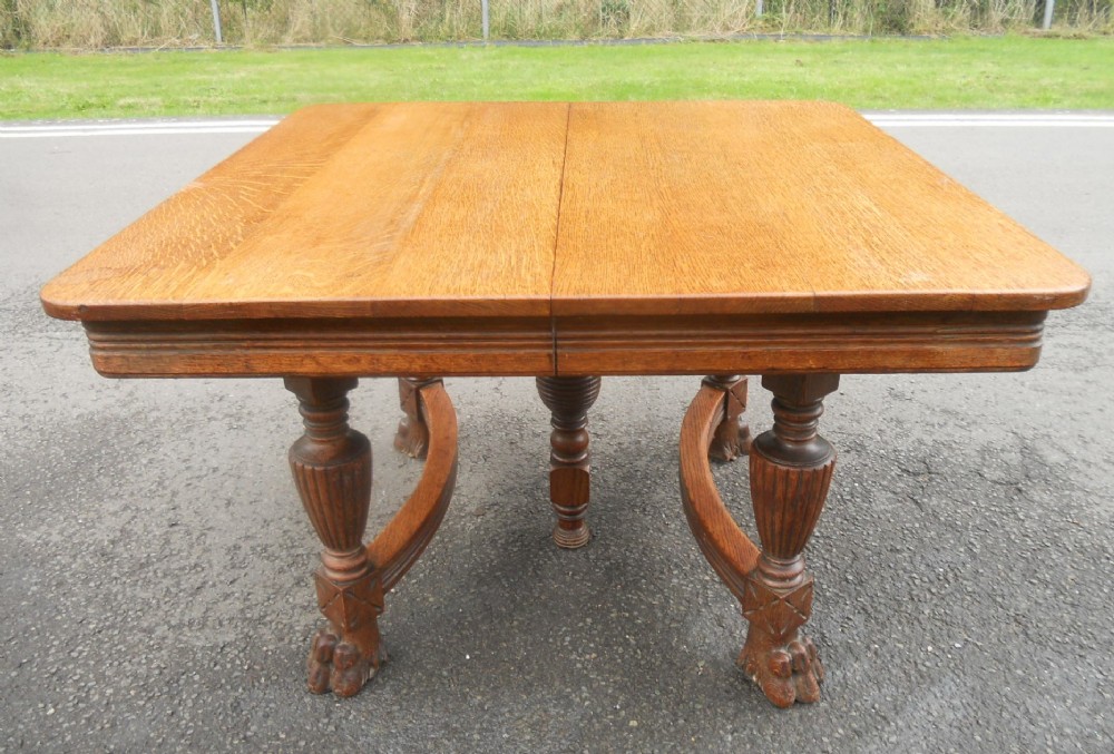 Edwardian Golden Oak Extending Dining Table Seat Eight 