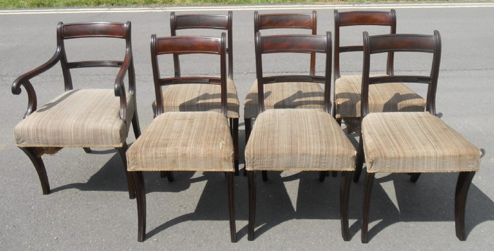 Set of Seven Regency Mahogany Dining Chairs 