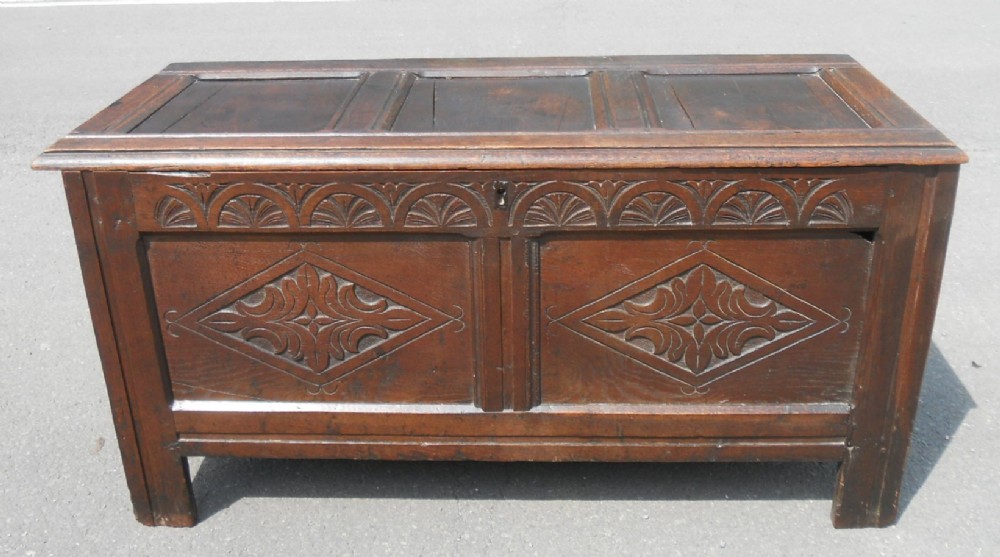 Antique Panelled Oak Blanket Chest 