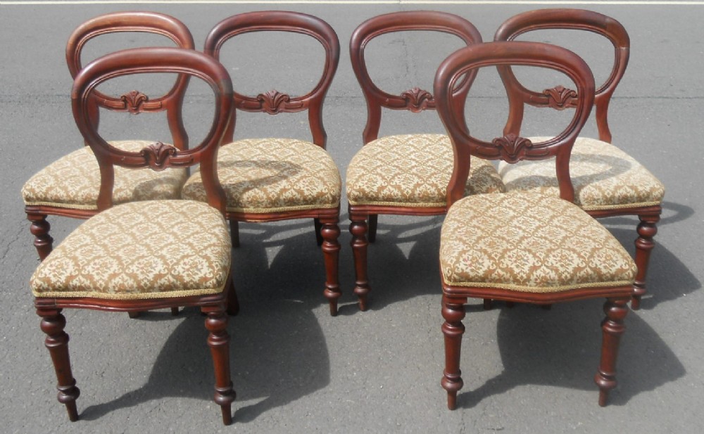 Set of Six Victorian Mahogany Dining Chairs 