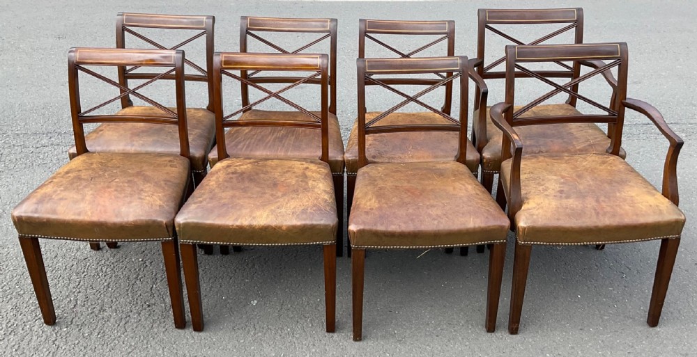 Set of Eight Georgian Style Mahogany Dining Chairs 