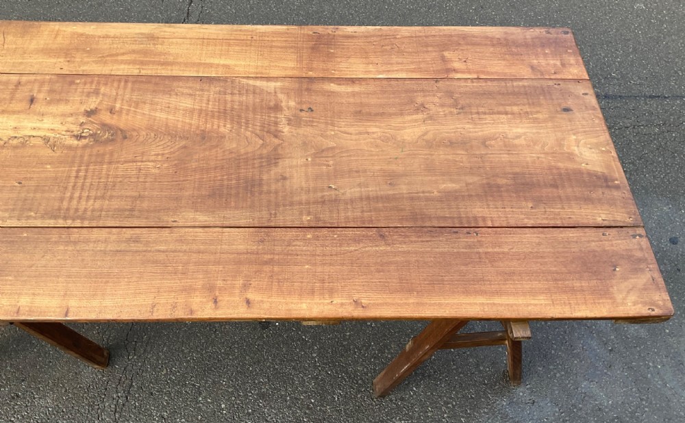 Oak Plank Top Long Trestle Table  View IV