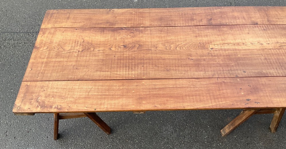 Oak Plank Top Long Trestle Table  View V