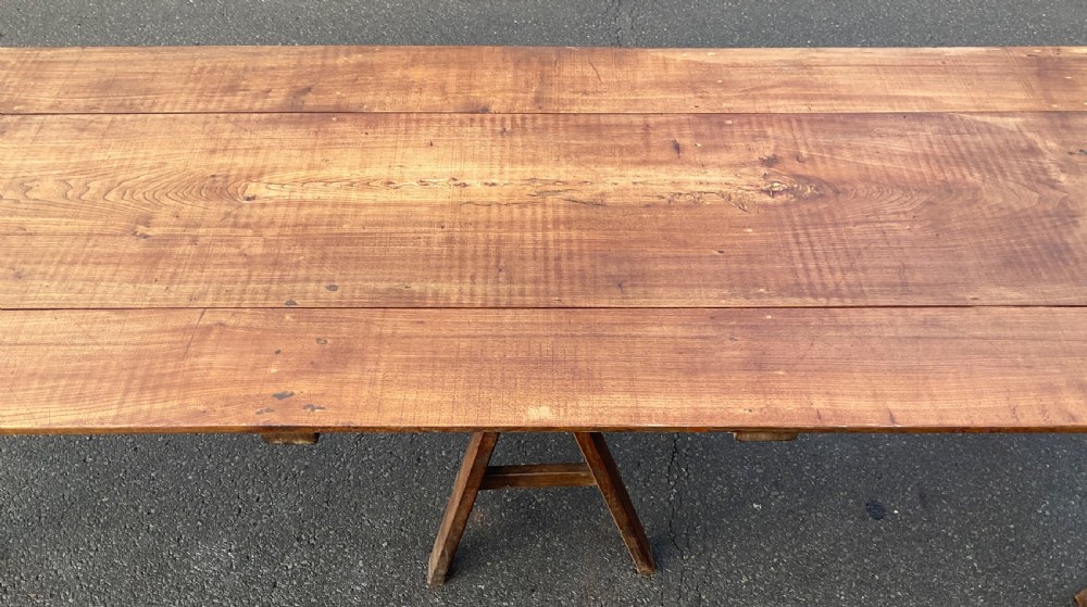 Oak Plank Top Long Trestle Table  View VII