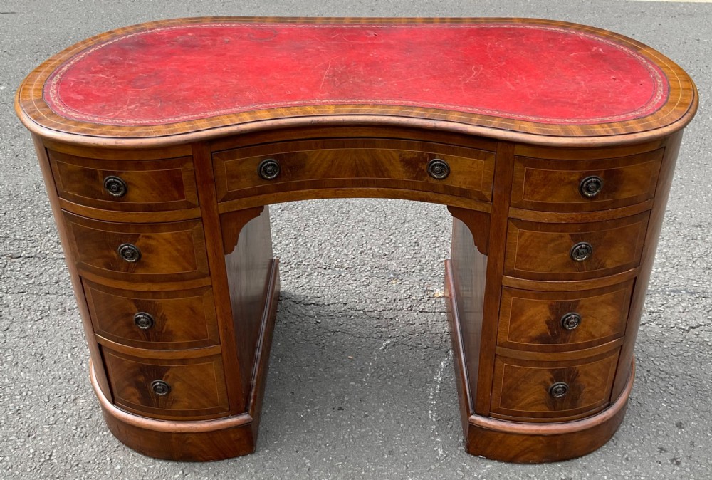 Edwardian Mahogany Kidney Shaped Writing Desk
