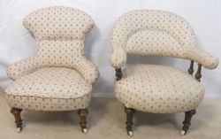 TWO VICTORIAN UPHOLSTERED NURSING CHAIRS
