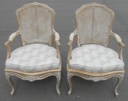 PAIR FRENCH BERGERE SALON ARMCHAIRS