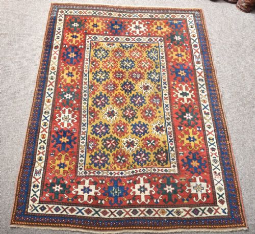 antique caucasian genge rug - CATEGORY: ANTIQUE RUGS - DATED 1870