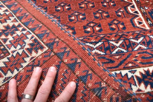 ANTIQUE YOMUD ENSI RUG - ADDITIONAL PHOTO 3