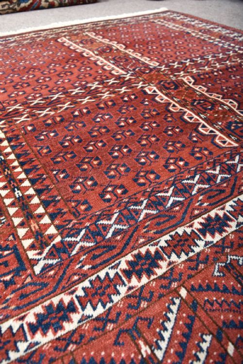 ANTIQUE YOMUD ENSI RUG - ADDITIONAL PHOTO 4