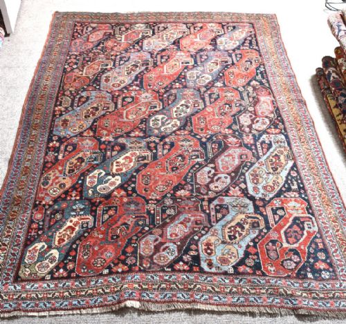 antique persian khamseh rug - CATEGORY: ANTIQUE RUGS - DATED 19TH CENTURY