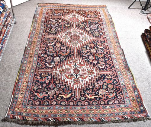 antique persian khamseh tribal rug - CATEGORY: ANTIQUE RUGS - DATED 1880