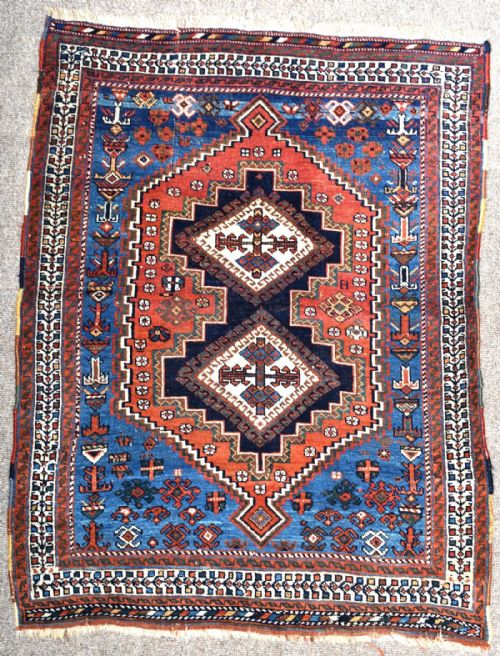 old persian afshar tribal rug - CATEGORY: ANTIQUE RUGS - DATED 1900