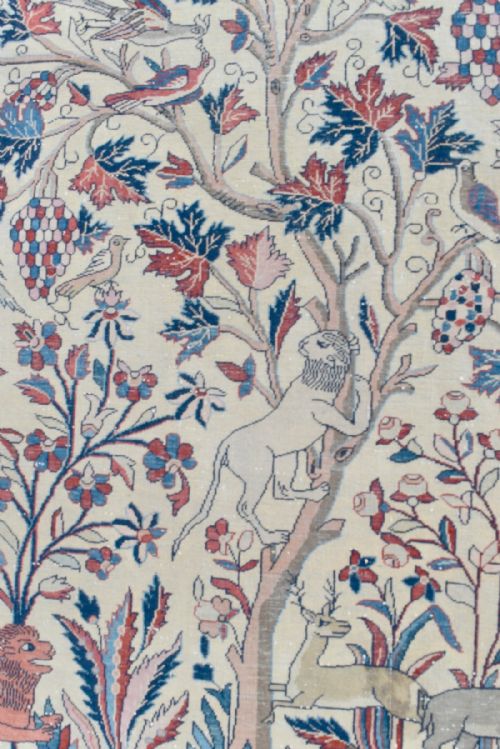 ANTIQUE PERSIAN DABIR KASHAN CARPET - ADDITIONAL PHOTO 1