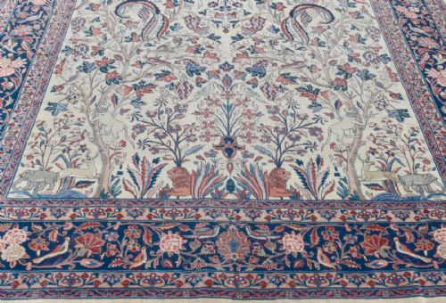 ANTIQUE PERSIAN DABIR KASHAN CARPET - ADDITIONAL PHOTO 5