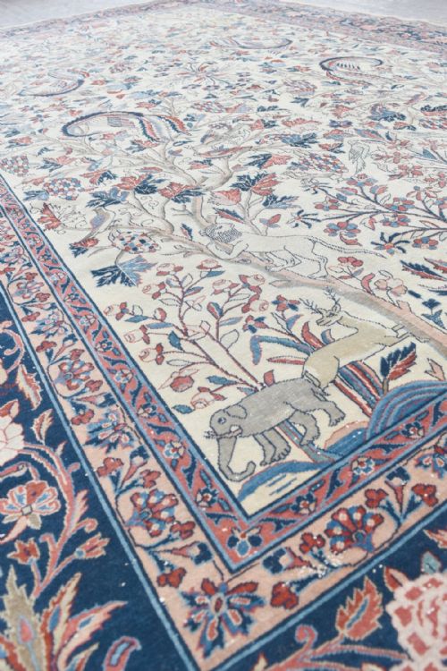 ANTIQUE PERSIAN DABIR KASHAN CARPET - ADDITIONAL PHOTO 6