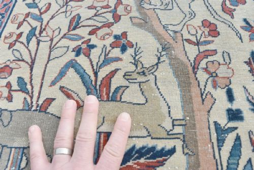 ANTIQUE PERSIAN DABIR KASHAN CARPET - ADDITIONAL PHOTO 7