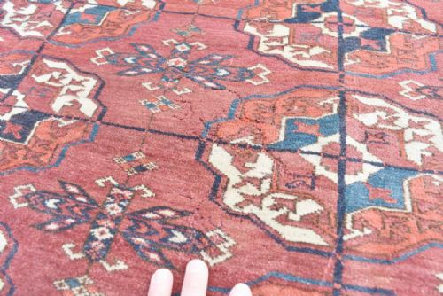 ANTIQUE TEKKE TURKMAN MAIN CARPET - ADDITIONAL PHOTO 2