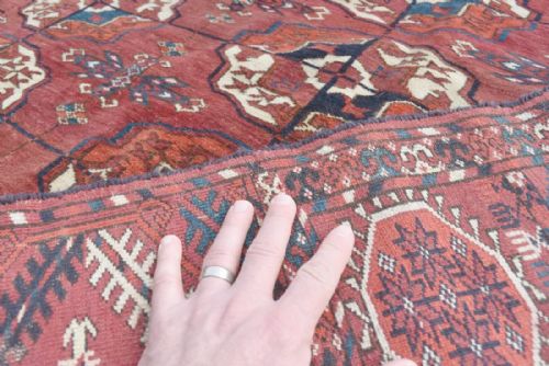 ANTIQUE TEKKE TURKMAN MAIN CARPET - ADDITIONAL PHOTO 4