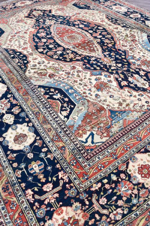 FINE ANTIQUE MOTESHEM KASHAN CARPET - ADDITIONAL PHOTO 6