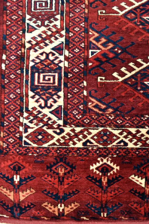ANTIQUE YOMUD TURKMAN MAIN CARPET - ADDITIONAL PHOTO 1