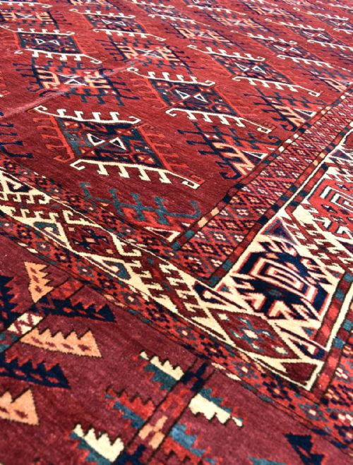 ANTIQUE YOMUD TURKMAN MAIN CARPET - ADDITIONAL PHOTO 4