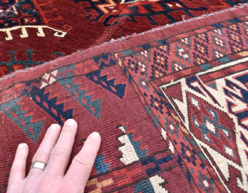 ANTIQUE YOMUD TURKMAN MAIN CARPET - ADDITIONAL PHOTO 5