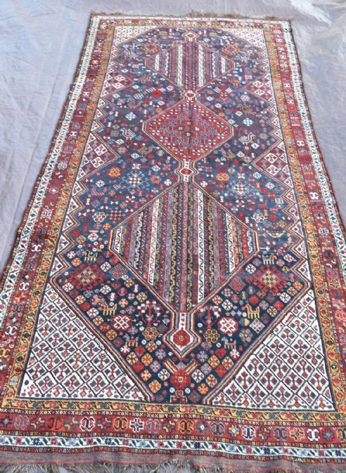 antique khamseh tribal carpet - CATEGORY: ANTIQUE RUGS - DATED 1900