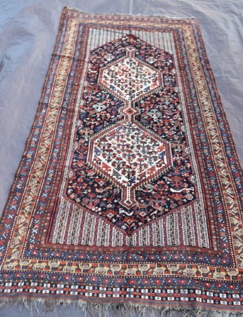 antique khamseh tribal carpet - CATEGORY: ANTIQUE RUGS - DATED 1900