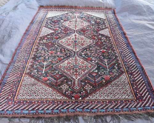 antique khamseh tribal carpet - CATEGORY: ANTIQUE RUGS - DATED 1900
