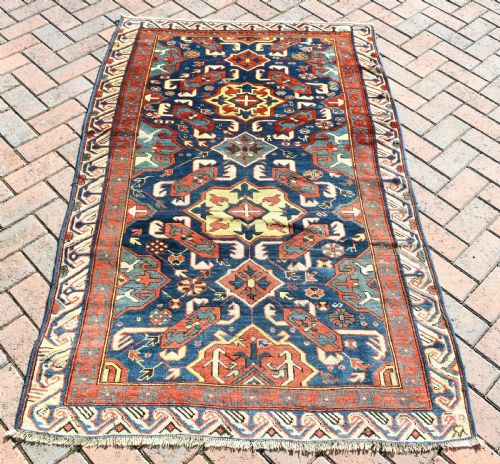 antique caucasian alpan kuba rug - CATEGORY: ANTIQUE RUGS - DATED 1870