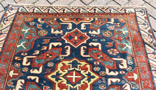 ANTIQUE CAUCASIAN ALPAN KUBA RUG - ADDITIONAL PHOTO 3
