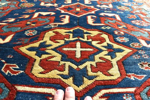 ANTIQUE CAUCASIAN ALPAN KUBA RUG - ADDITIONAL PHOTO 6