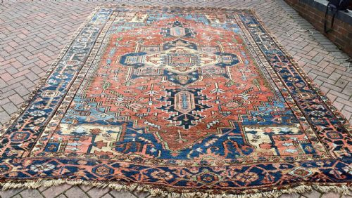 antique persian heriz carpet - CATEGORY: ANTIQUE RUGS - DATED 1900