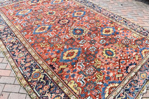 ANTIQUE PERSIAN HERIZ CARPET WITH ALL OVER DESIGN - ADDITIONAL PHOTO 5