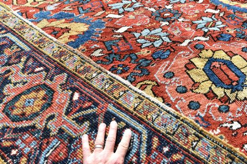 ANTIQUE PERSIAN HERIZ CARPET WITH ALL OVER DESIGN - ADDITIONAL PHOTO 7