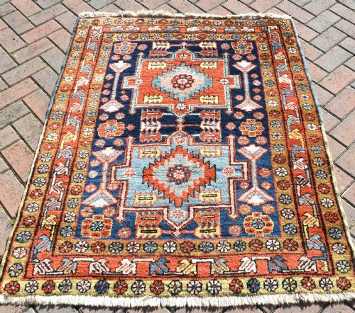 antique persian heriz small rug - CATEGORY: ANTIQUE RUGS - DATED 1900