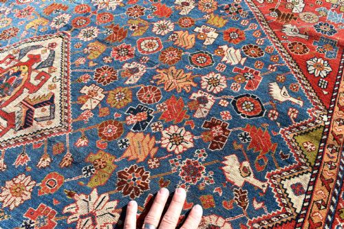 FINE ANTIQUE PERSIAN QASGAI CARPET - ADDITIONAL PHOTO 7