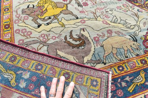 ANTIQUE PERSIAN TEHRAN CARPET OF UNUSUAL DESIGN - ADDITIONAL PHOTO 7