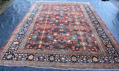 antique persian sarouk ferahan carpet 376x267cm - CATEGORY: ANTIQUE RUGS - DATED 1880