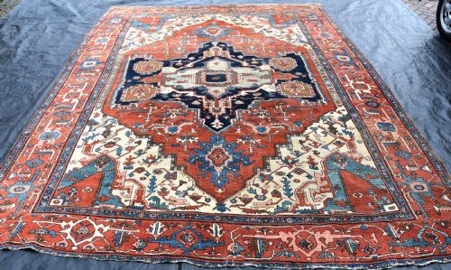 antique persian serapi carpet 376x267 - CATEGORY: ANTIQUE RUGS - DATED 1870